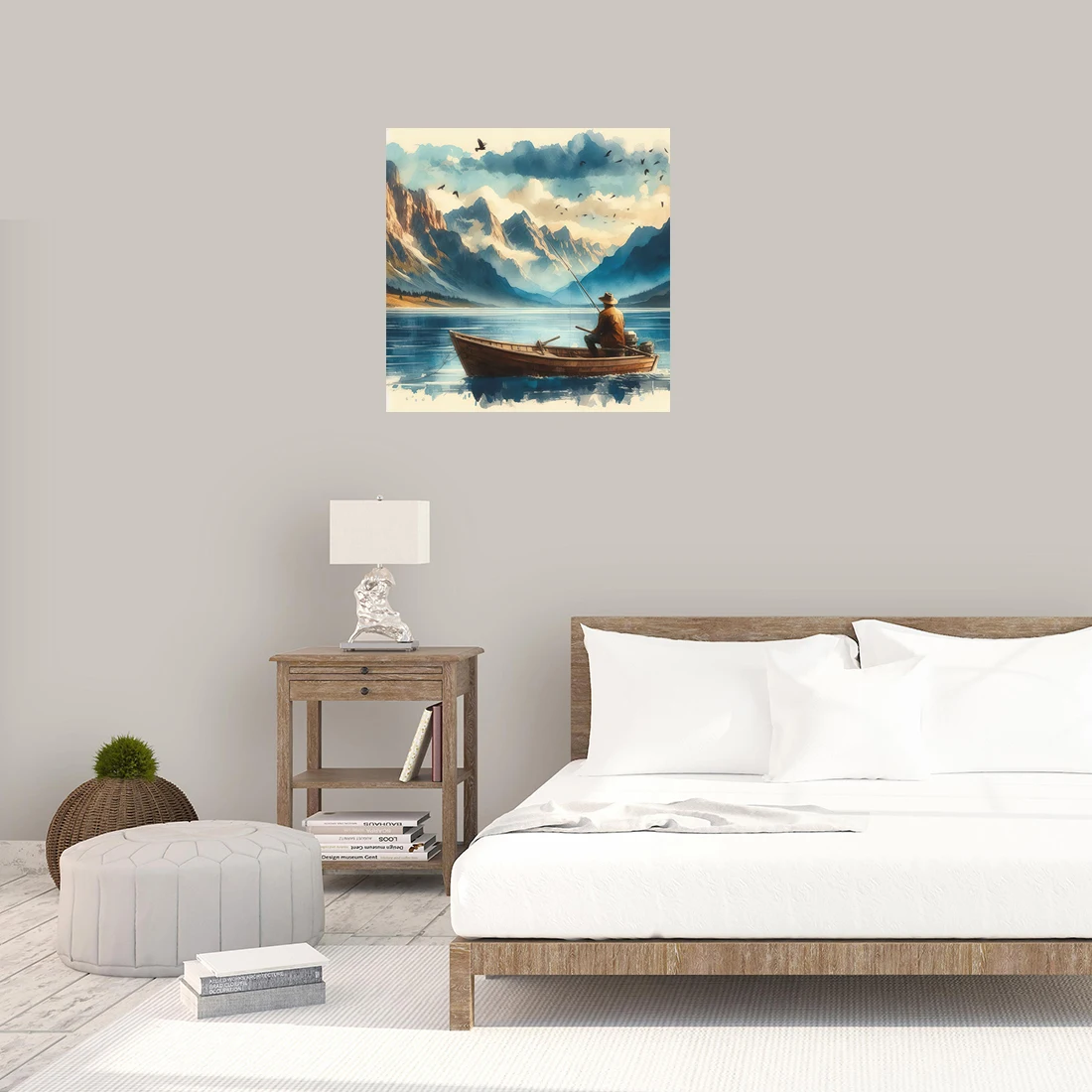 Three Ratels QMH57 Leisurely wilderness scenery  fishing seagulls self-adhesive posters for home decoration waterproof