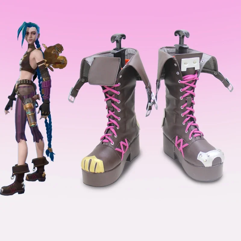 

Arcane Jinx Cosplay Shoes Game LOL Jinx Shoes Women Black Shoes High Boots Heels Halloween