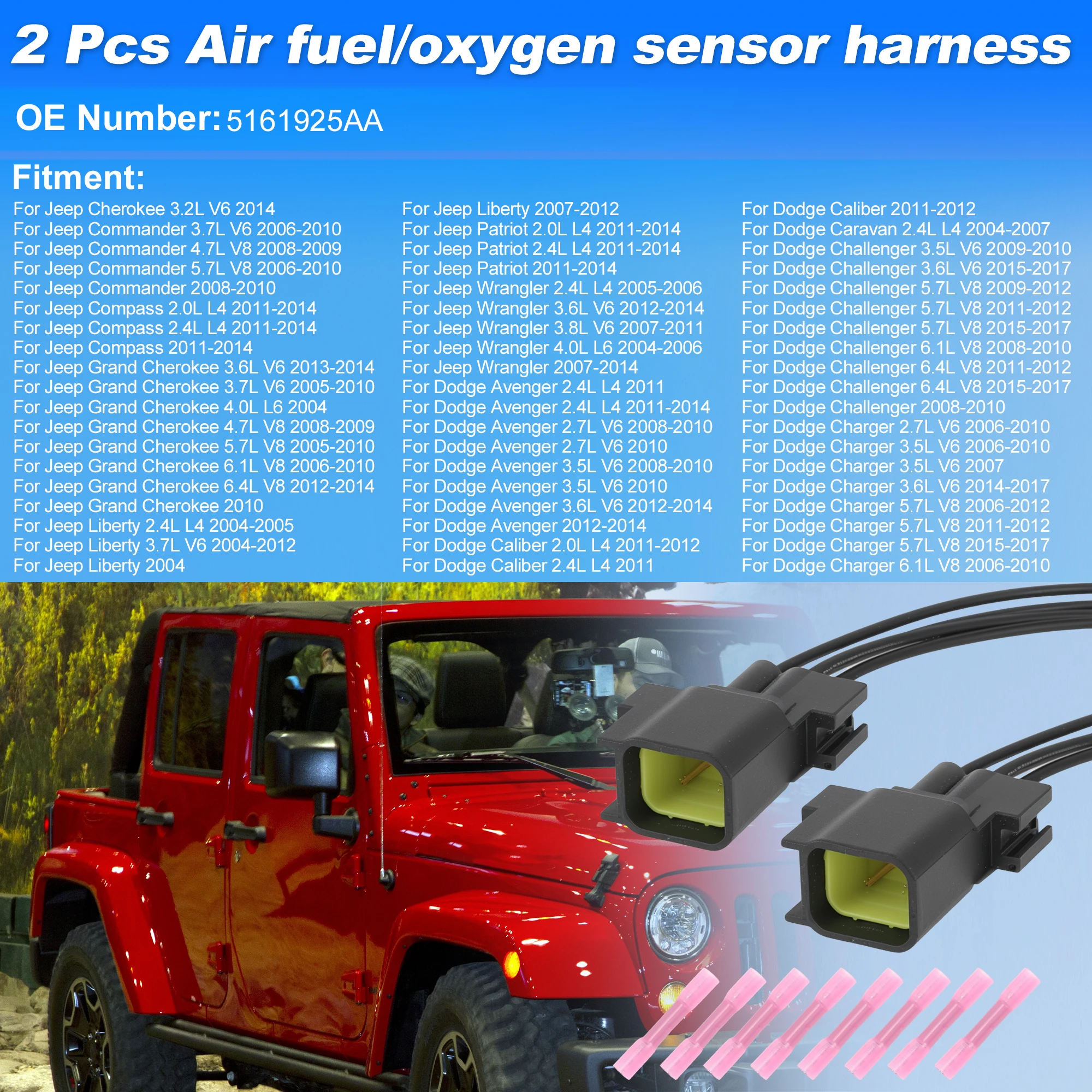 UXCELL Air Fuel Oxygen Sensor Wire Harness for Jeep Cherokee 3.2L 2014