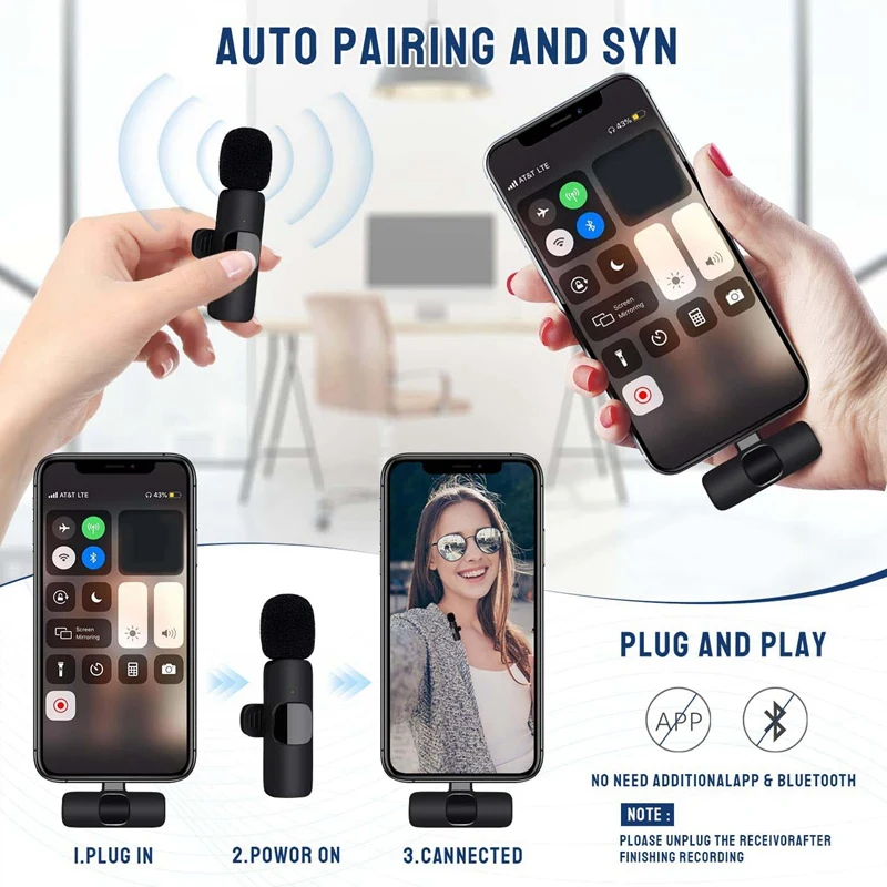 Receptor De Microfone De Cancelamento De Ruído Preto, Adaptador Para Gravação De Vídeo, Live Stream,Tiktok,Vlog, Apresentação