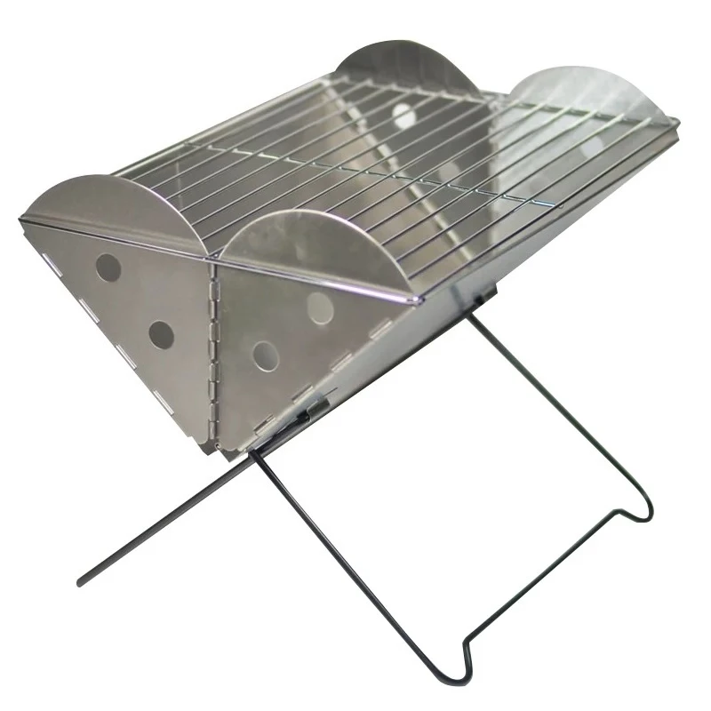 Stable Outdoor Camping Flat Backpack Portable Stainless Steel Bbq Grill and Fire Pit