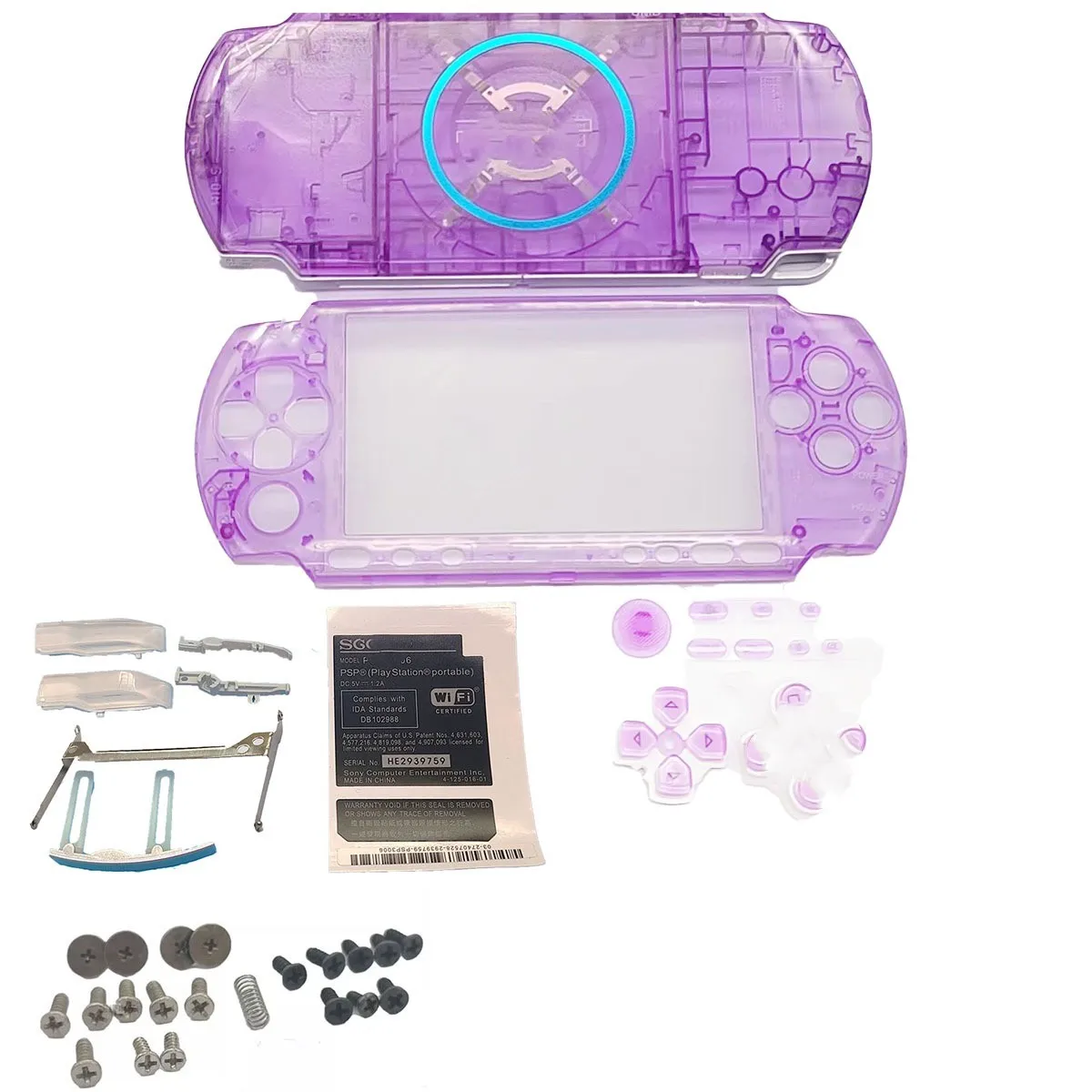 Carcasa de repuesto para juegos Retro DIY, carcasa para consola de juegos PSP3000 PSP 3000, cubierta frontal con Kit de botones, etiqueta de tornillos