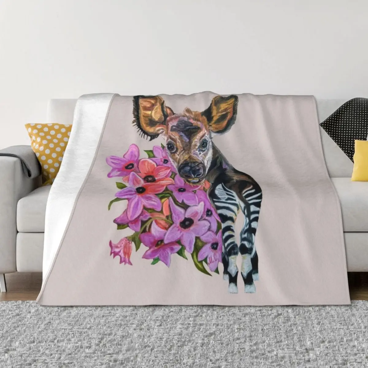 

Baby Okapi Throw Blanket For Decorative Sofa Extra Large Throw Retros Decoratives Blankets
