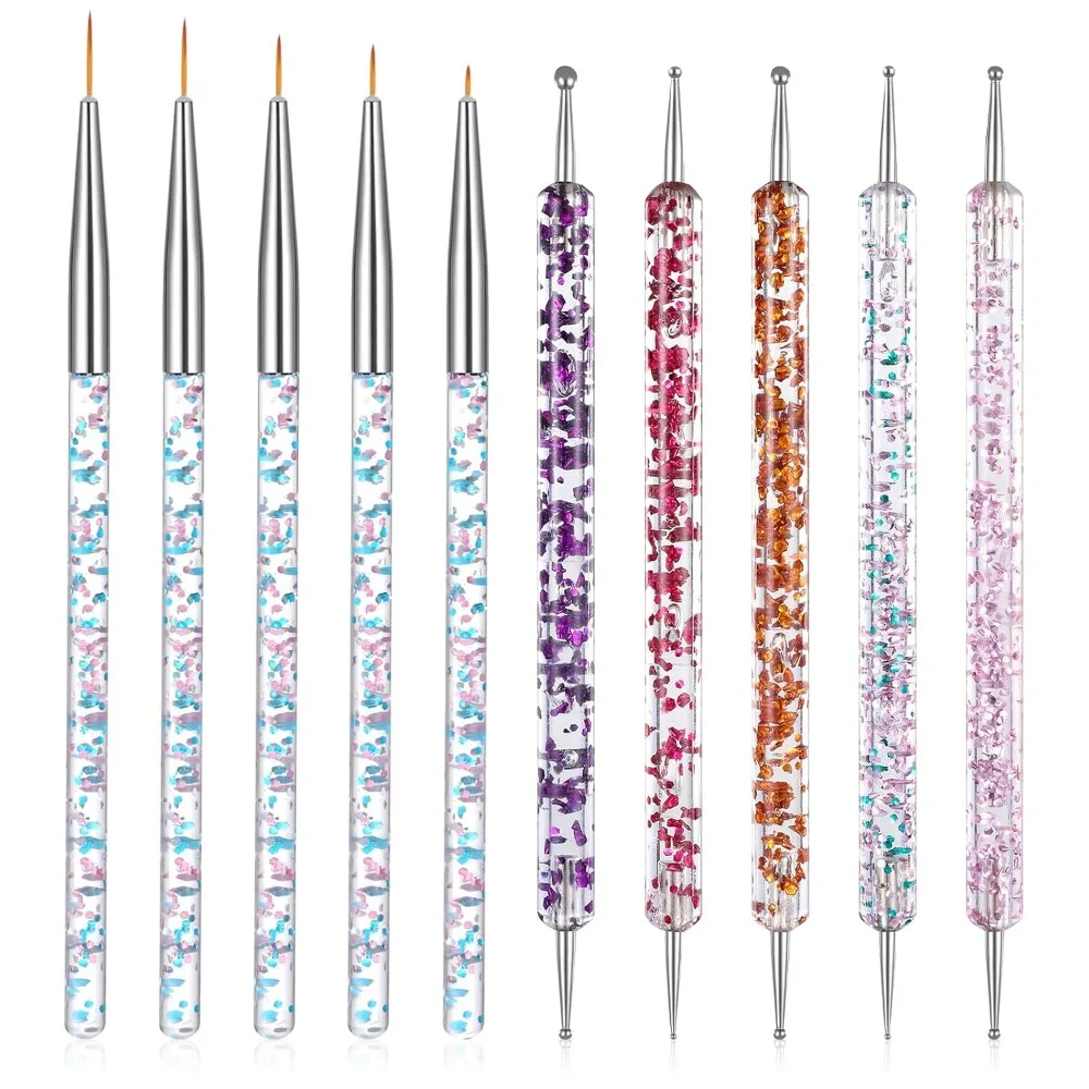 Double-Ended Dotting Tools Set: 5 Multipurpose Nail Art Brushes for Professional and Home Use