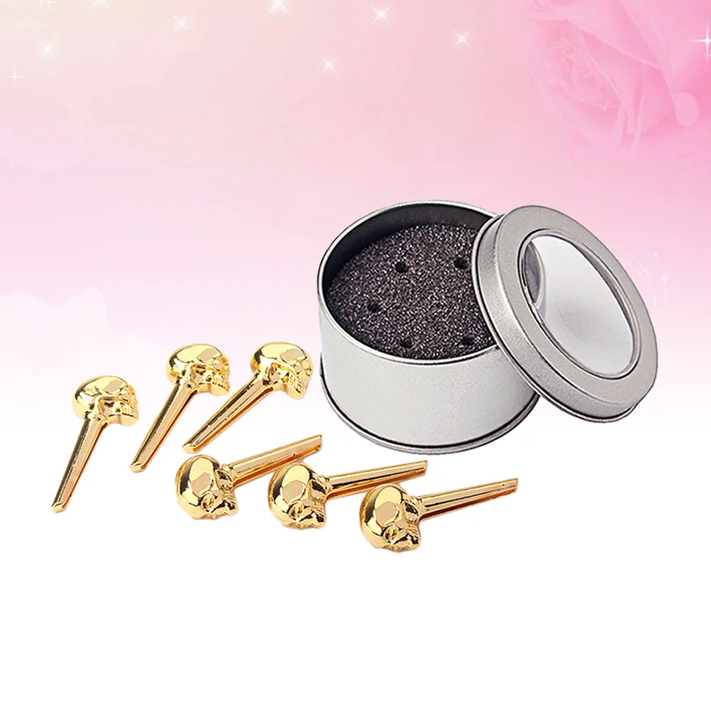 

6pcs Skull Bridge Pins Zinc Alloy Black For Acoustic Guitar Mandolin Replacement Pegs Accessories Instrument Parts