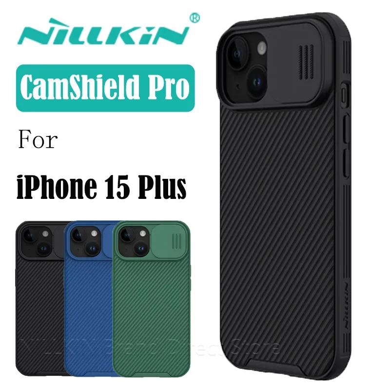 Nillkin CamShield Pro Case for iPhone 15 Plus, Slide Lens, Drop-resistant Bumper, Camera Protection, TPU+PC Airbag, Plain Cover