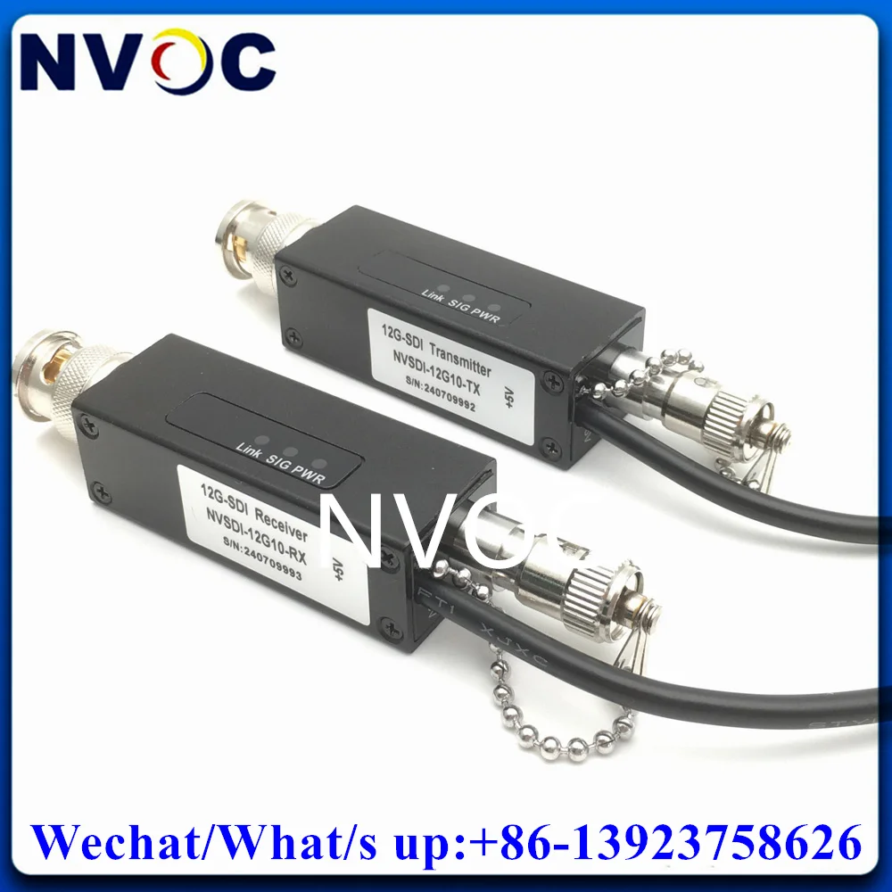 1Ch 12G-SDI 4K UHDTV/4K/8K/HDTV/SDTV SDI Male BNC Over 10KM SM Fiber ST Video Transceiver With Micro USB-B/3.5mm Jack Extender