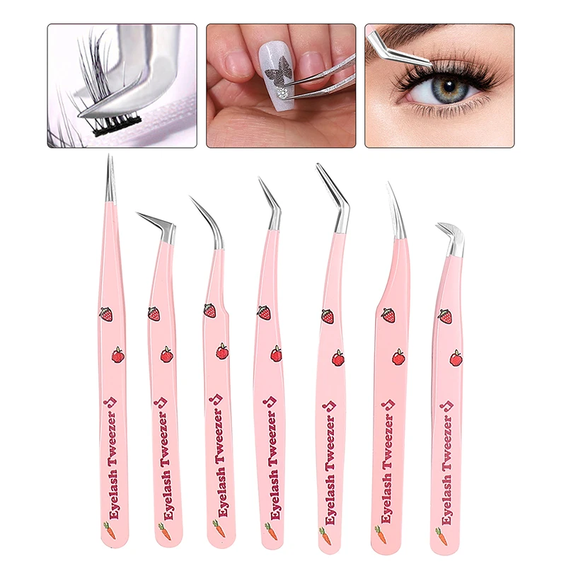 

Eyelash Tweezers Extension Clip Stainless Steel Anti-Static Superhard High Precision Tweezers Fiber Tips Makeup Tools