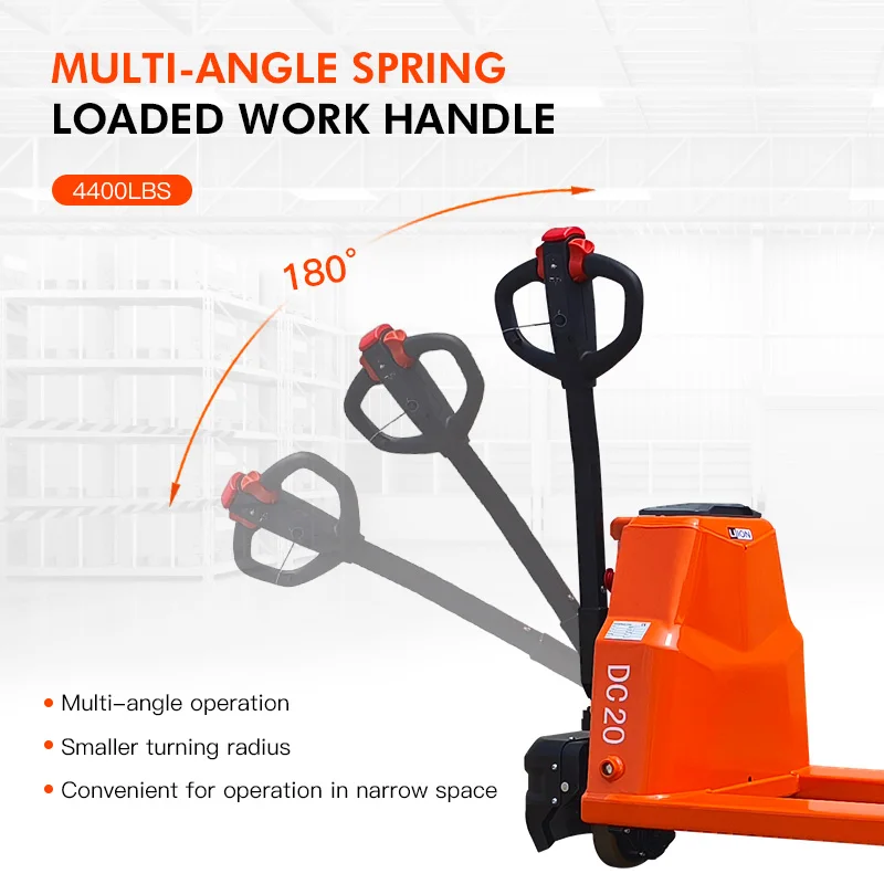 4400LBS شاحنة مقبس البليت الكهربائية بالكامل تعمل ببطارية ليثيوم 48 بوصة × 27 بوصة شوكة للتخزين الداخلي والتعامل مع المستودعات