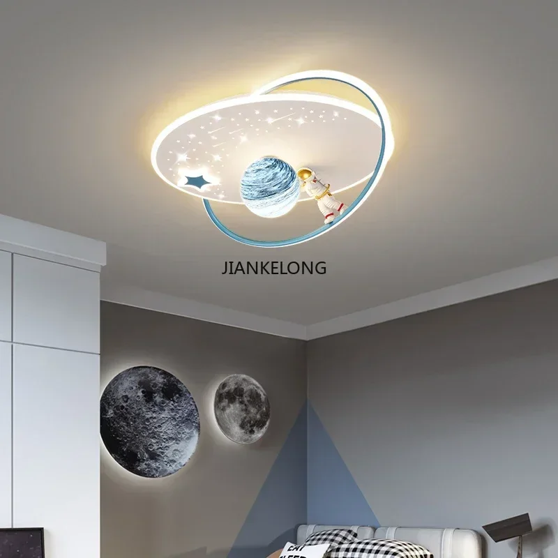 Nordic Modern Children's Ceiling Lamp LED Chandelier  Creative Planet Astronaut Design Kid Room  Bedroom Home Decor Lighting