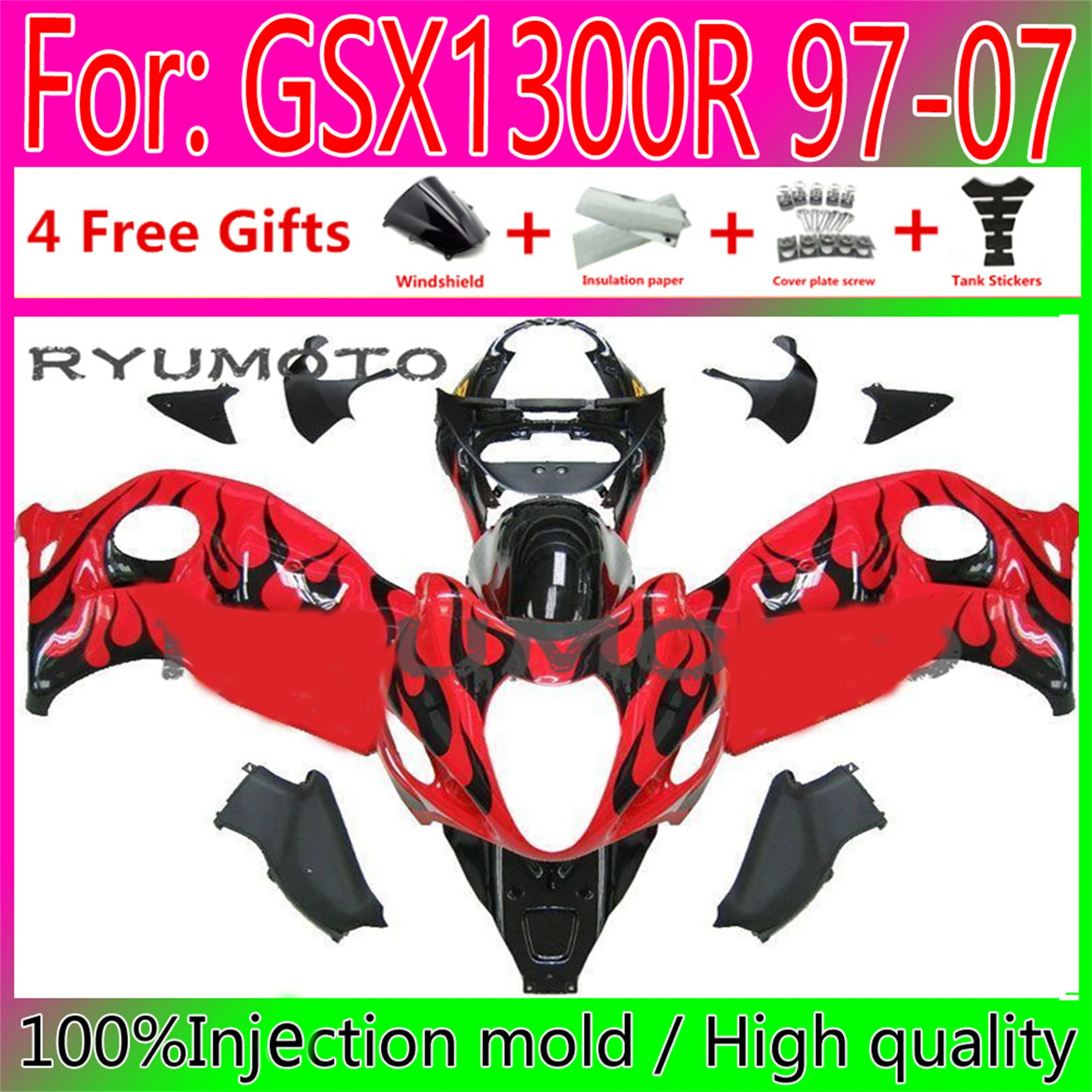 Motorcycle HAYABUSA full Fairing for Suzuki GSXR1300 03 04 05 06 07 GSX1300R 97 98 99 00 01 02 bodywork Fairings