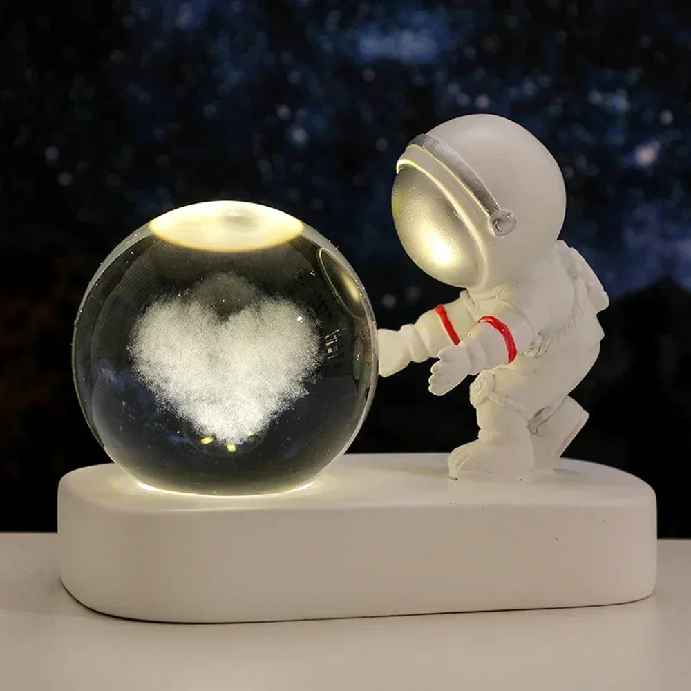 Astronaut Starry Sky Crystal Ball Night Light Desktop Luminous Decoration Atmosphere Light Decoration Children's Birthday Gifts