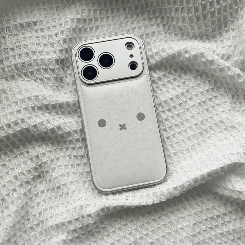 Leather Texture Expression Miffy Rabbit Phone Case All-inclusive Shockproof Cover Compatible with IPhone 17 16 15 14 13 Cartoon