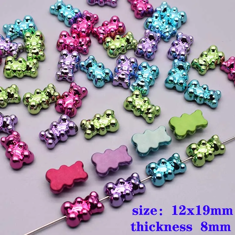 New Blue Green Purple Rose Red Cute Bear Acrylic beads for Jewelry Making Necklace Earrings Hair accessories Vertical hole