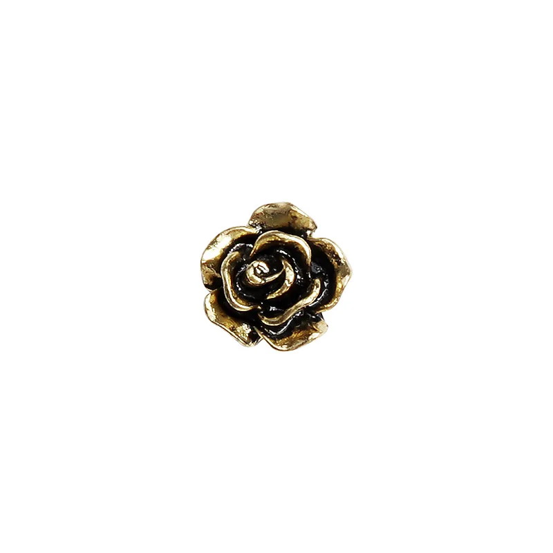 20pcs/Bag Nail Art Retro Alloy Camellia Rose Metal Texture Jewelry Dark Punk Style Flower Nail Charms Decorations Bulk Supply