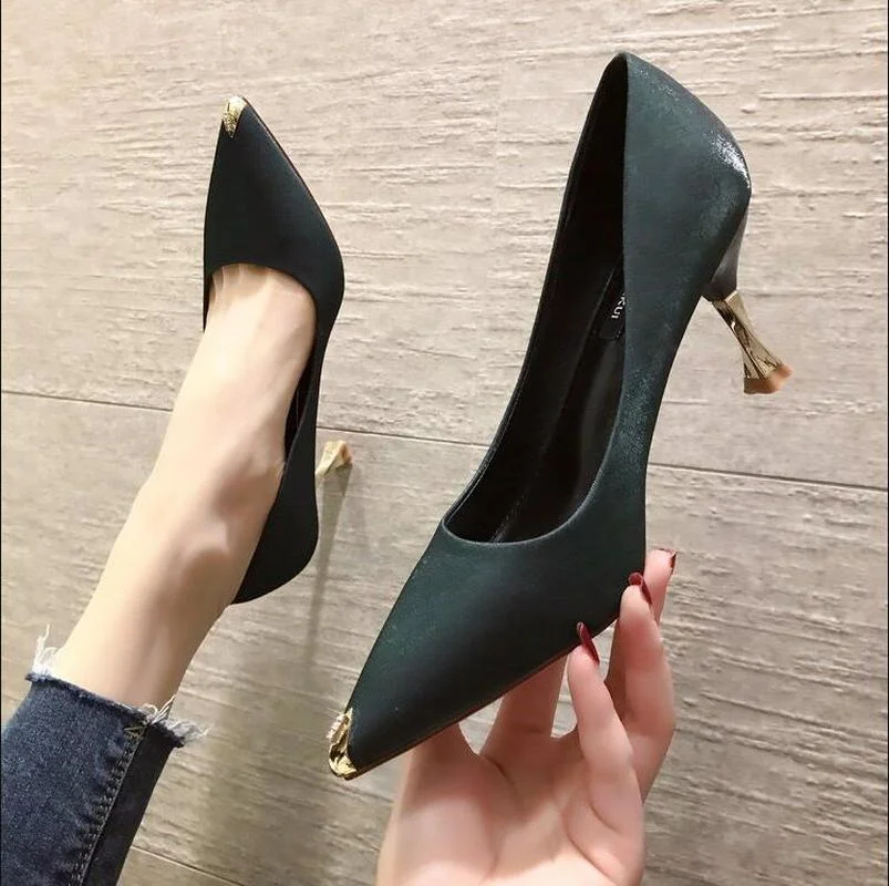 Women's Shoes Spring 2022 New Korean Style High Heels Stiletto Shallow Mouth Professional Working Women High Heels Single Shoes