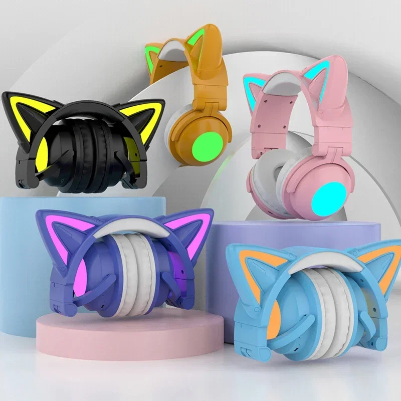 

ZW068 Bluetooth Headphones LED light Cat Ears Headset Wireless Earphone Headphones Bluetooth Wireless For Samsung for PC