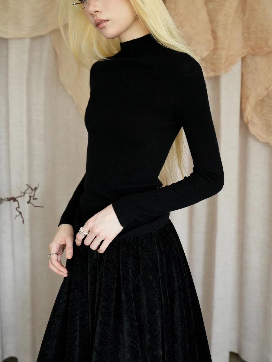 

Classic Knitted 00 Wool f High Collar Slim Fit Base Layer Sweater Women's Autumn Winter Faion Commute Sle Regular Fit