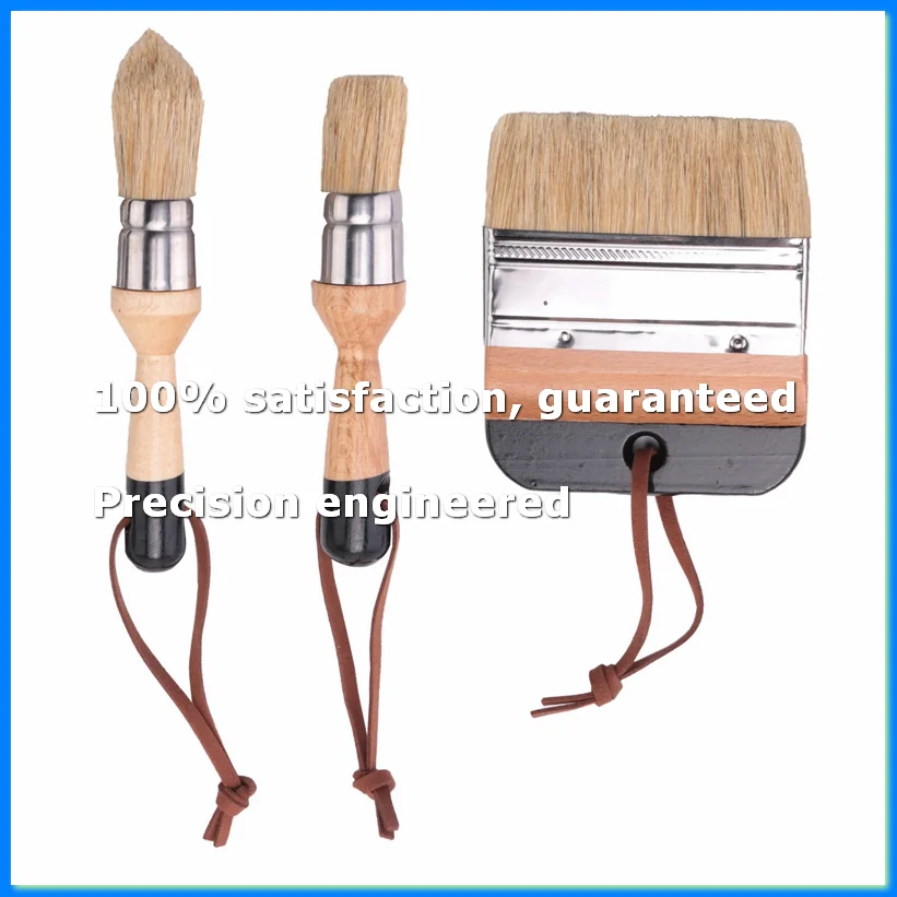 Paquete de 3 pinceles de cerdas para pintura de tiza y cera, pinceles para plantillas, para muebles de madera, decoración de paredes del hogar-A69M