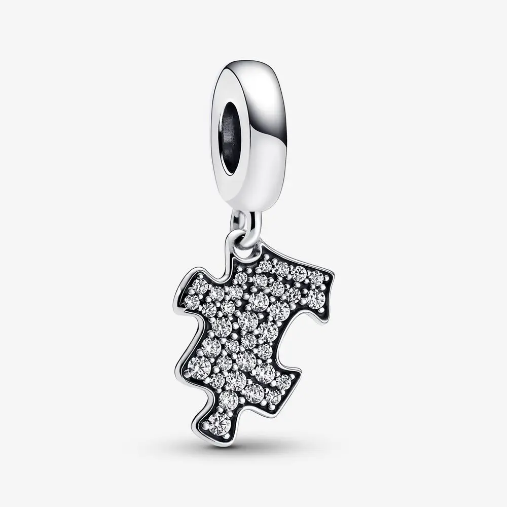 

2022 Sparkling Puzzle Piece Dangle Charm 925 Sterling Silver Bead Charm Fit Original Pandora Bracelet jewelry Gifts