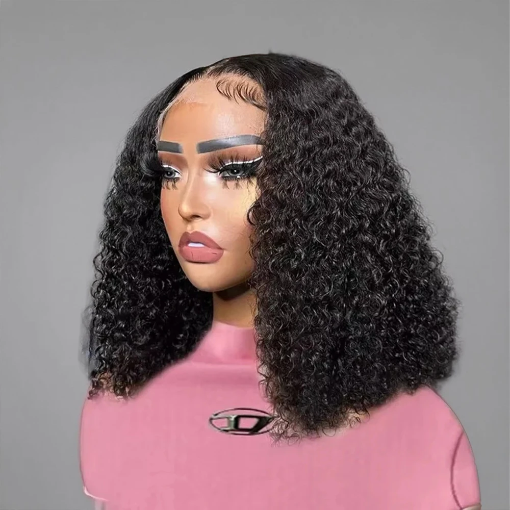AMYTUD موجة عميقة شعر مستعار أمامي شعر بشري قصير مجعد الباروكات 7x5 شعر مستعار بدون صمغ شعر الإنسان بوب شعر مستعار شعر الإنسان 13x6 شعر الإنسان شعر مستعار دانتيل