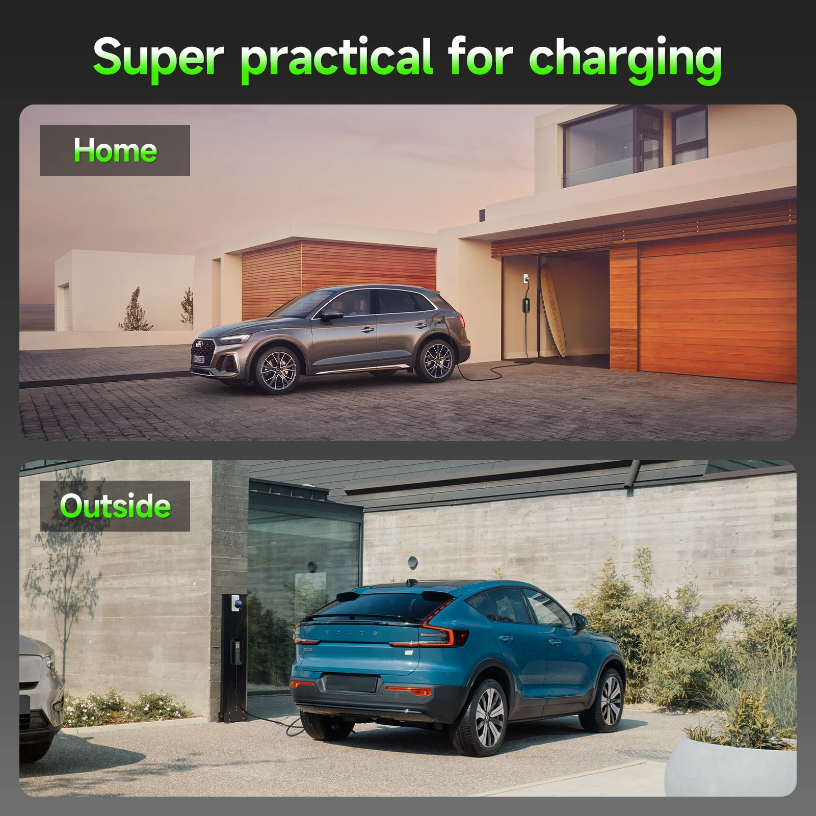 AFYEEV Typ2 Tragbares EV-Ladegerät 11KW 16A GBT Elektroauto-Ladegerät Schnellladung mit Einstellung Ladezeit CEE-Stecker Wallbox