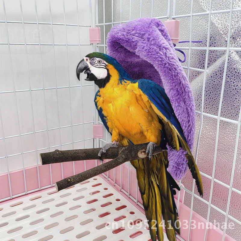 

Flannel Peony Starling Winter Bird Nest Warm Cotton Parrot Tent Windshield Corner Avoidance Hammock in Gray Blue Purple Pink