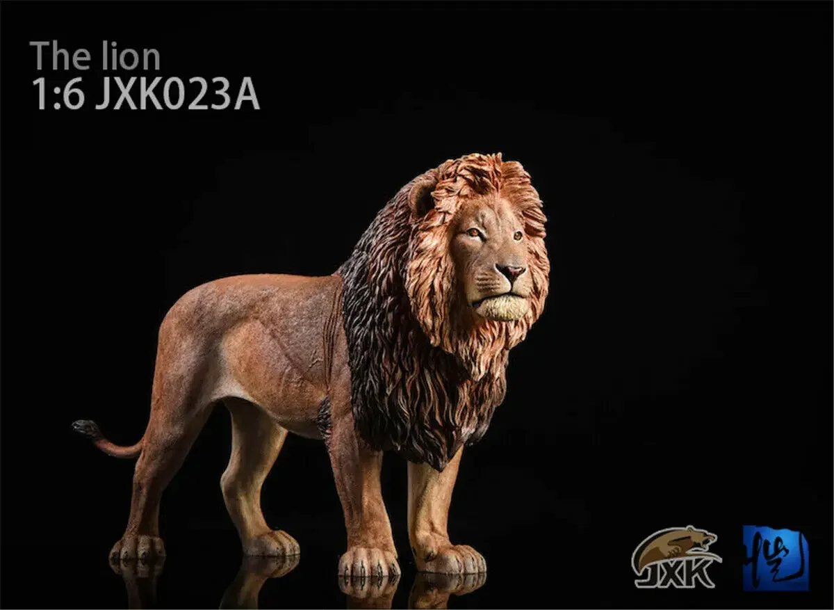 JXK 1/6 Lion Figure Panthera leo King Simulation Wild Animal Model Collector GK Toy Ornaments Decoration Education Gifts