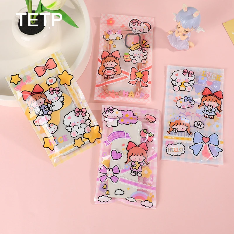 TETP 50Pcs Creative Ziplock Bags With Clear Window School Stationery Card Packaging Storage Candy Lollipop Headdress Decoration