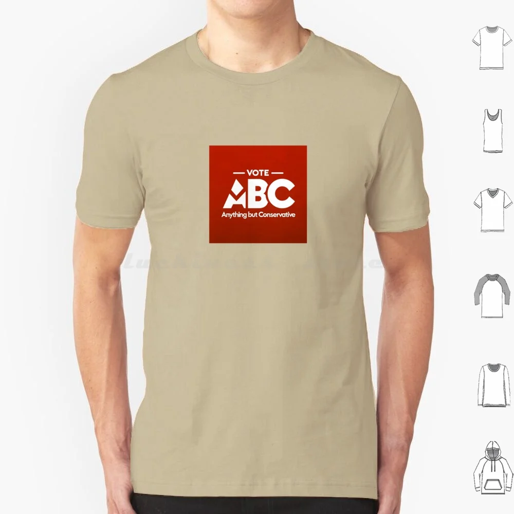 تي شيرت Labour Red-Vote Abc-Anything ولكن المحافظ مقاس كبير 100% قطن انتخابات في المملكة المتحدة