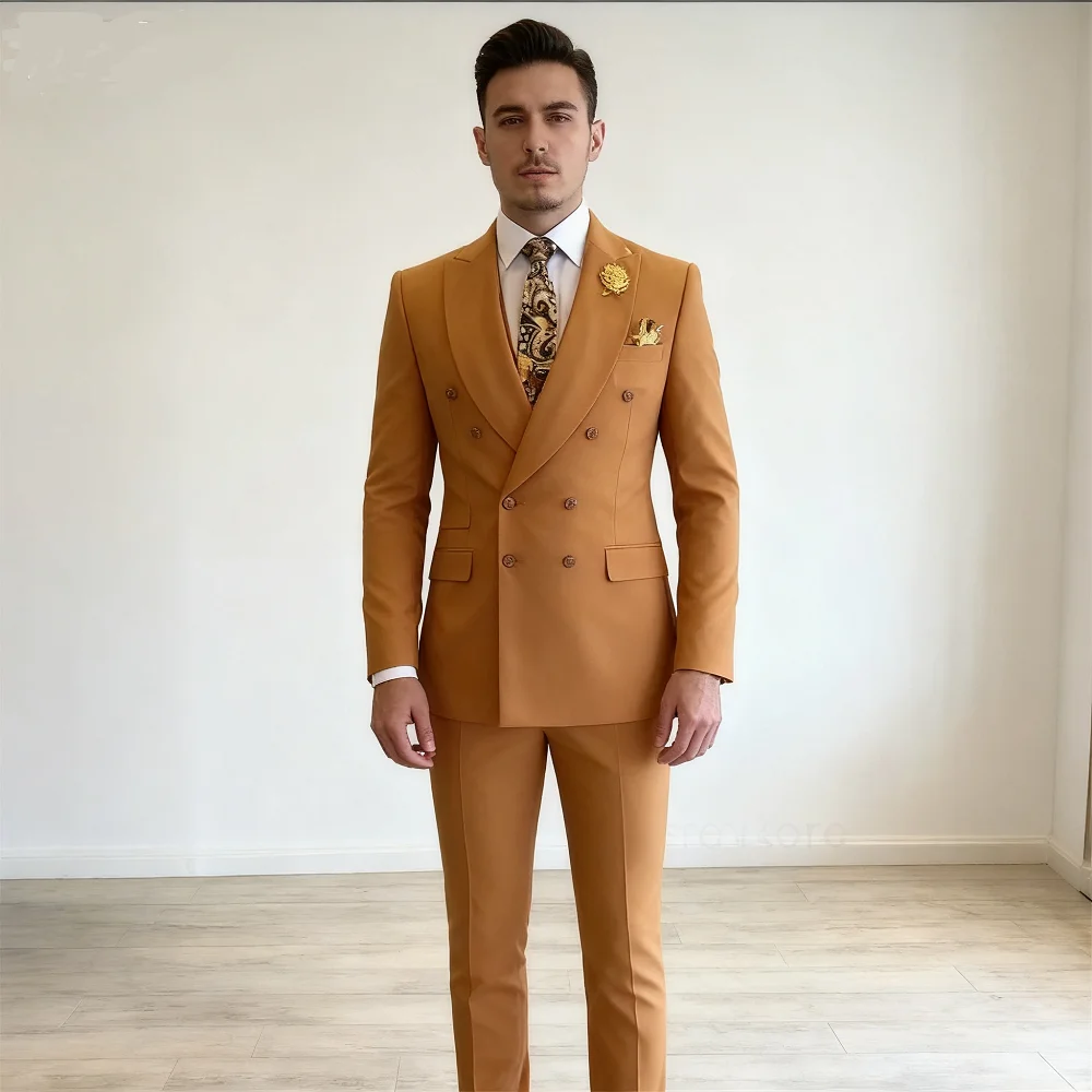 

Green Slim Fit Men's Dress Suit One-Button Peak Lapel Wedding Smoking Terno Masculino Jacket Pants Tie Set