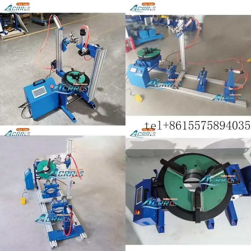 

hot 200kg 300kg Rotary Welding Turntable PLC Automatic Double-column Welding Positioner With Pneumatic Tailstock and Torch