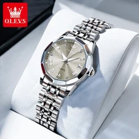 OLEVS, relojes elegantes a la moda para mujer, reloj de cuarzo Original de marca de lujo para mujer, resistente al agua, fecha luminosa de acero inoxidable