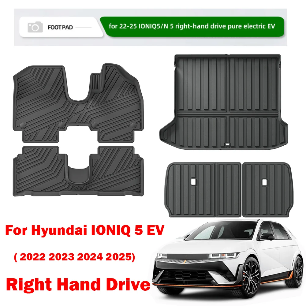

Автомобильные коврики для Hyundai IONIQ 5 EV NE 2022 2023 2024 2025 Водонепроницаемые подушечки RHD Коврики для ног с правым рулем TPE Автоаксессуары