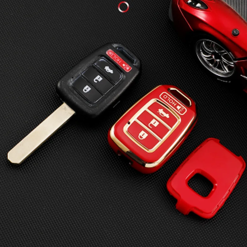 Golden-edged New Design Car Key Case Cover Remote Key Fob For Honda 2013-2015 CRV 2013-2017 Accord Civic Fit MLBHLIK6-1TA ID47