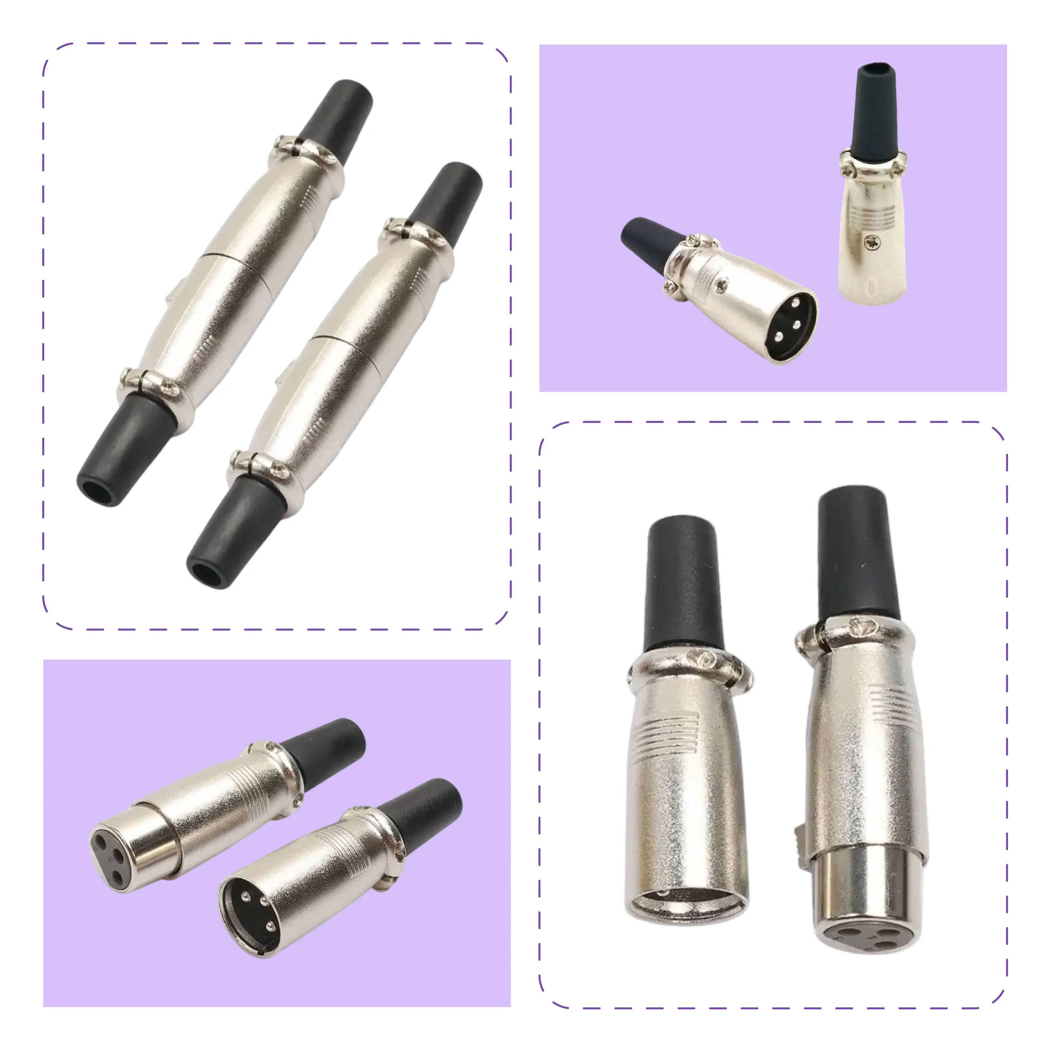 5pcs Multi-Pin XLR Connector 3/4/5Pin Microphone Canon Balanced Connector Male and Female Head Speaker Connector