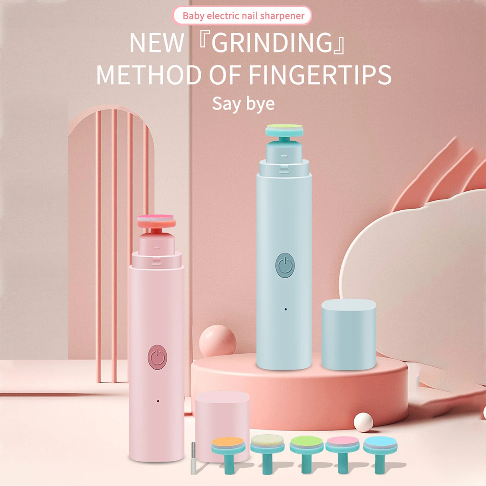 Baby Nail Grinder Electric Nail File Trimmer With LED Lights Newborn Manicure Pedicure Nail Clippers Cutter Scissors Care Set