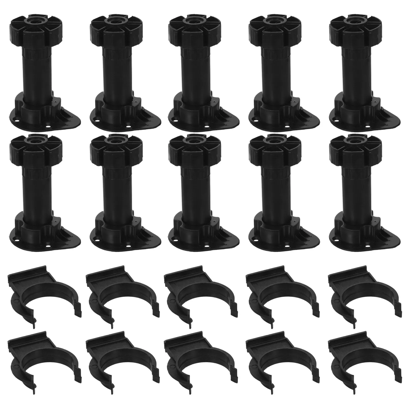 

10Sets Cabinet Toe Kick Clips Adjustable Plastic Feet Levelers Hidden Support Kitchen Plinth Clips Furniture Leveling Feet