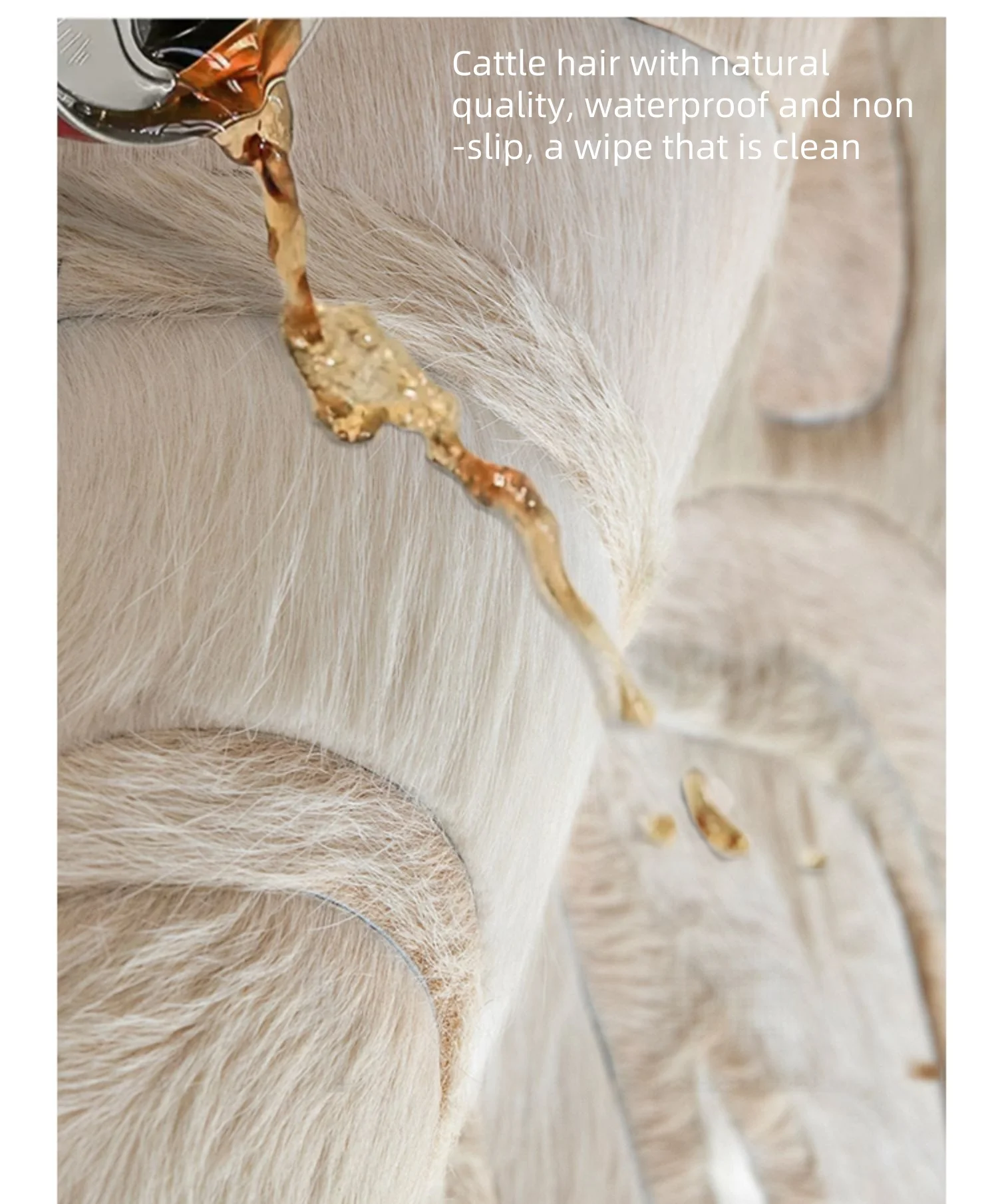 Handmade Real Cowhide Round Carpet Living Room Bedroom Sound-absorbing Rug Genuine Cow Fur Chair Floor Mat Sofa Coffee Table Mat