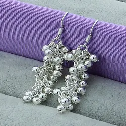 SAIYE   925 Sterling Silver Smooth Grape Bead Ball Earrings Fashion For Woman Charm Earrings Wedding Jewelry