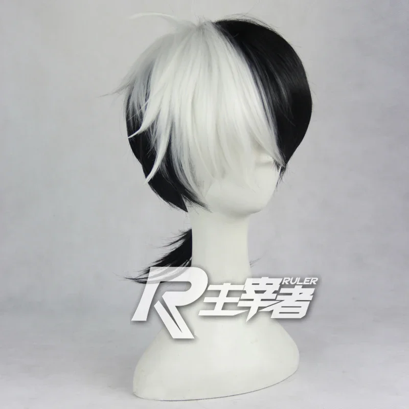 Peluca de Cosplay de Jack negro joven, cola de caballo blanca y negra, cabello sintético, disfraz de Anime, pelucas de juego de rol