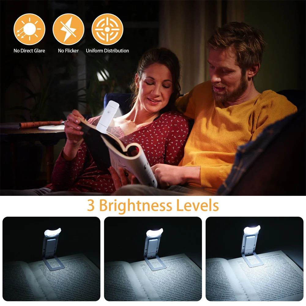 Imagem -03 - Usb Rechargeable Book Light Clipe Ajustável Brilho Led Book Lamp Night Read Kids Bedroom