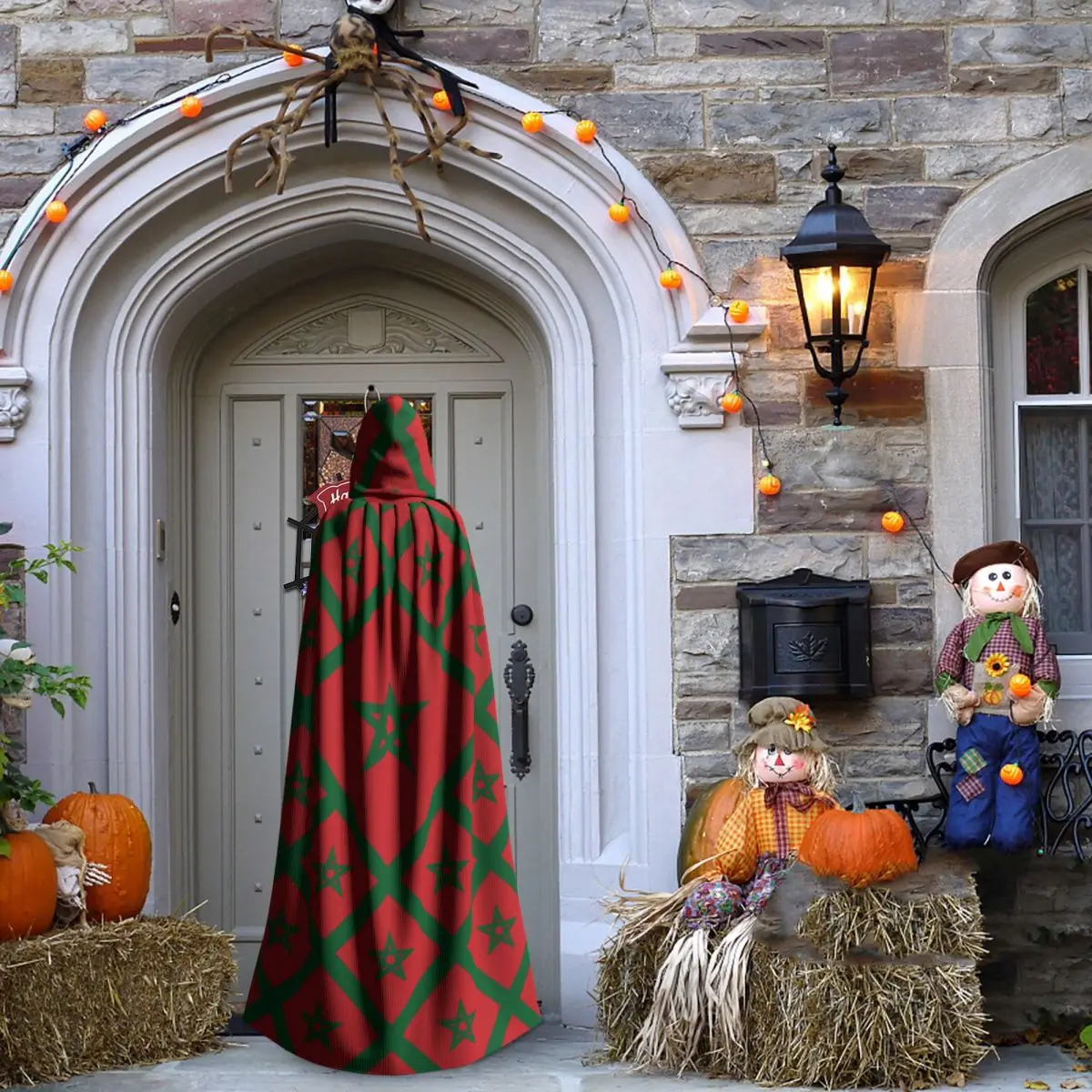 Adult Vampire Cape Hooded Robe Halloween Morocco Flag Cloak Full Length Cosplay