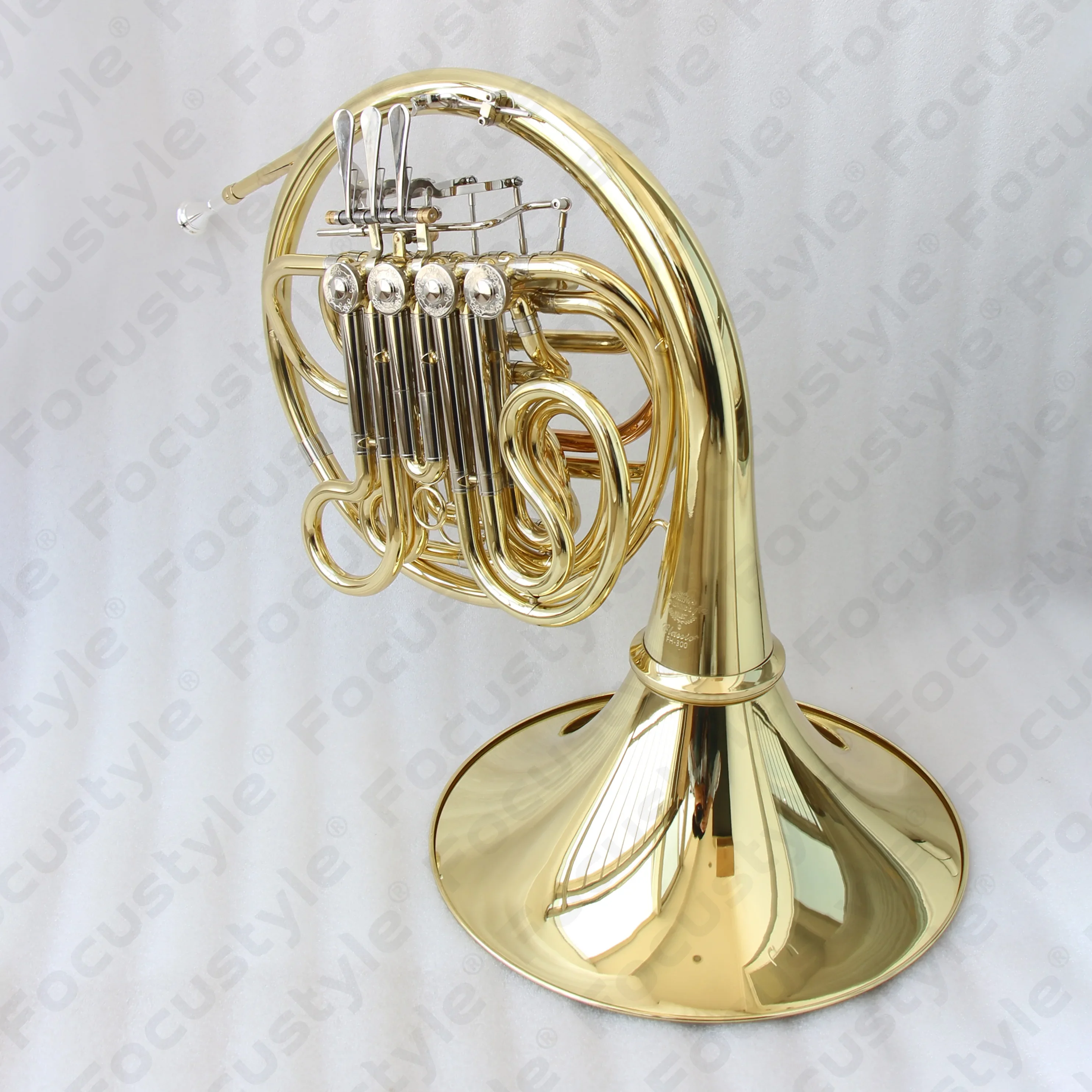 Wholesale Golden Separated Bell 4-Key Double French Horn Bb/F Tone Brass Instrument French Horn WIth Accessories