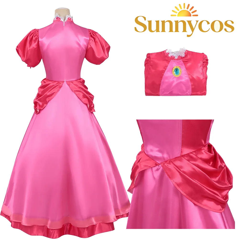 

Костюм для косплея Принцессы Пич: розовое платье, комплект для выступлений, карнавальный наряд для Хэллоуина