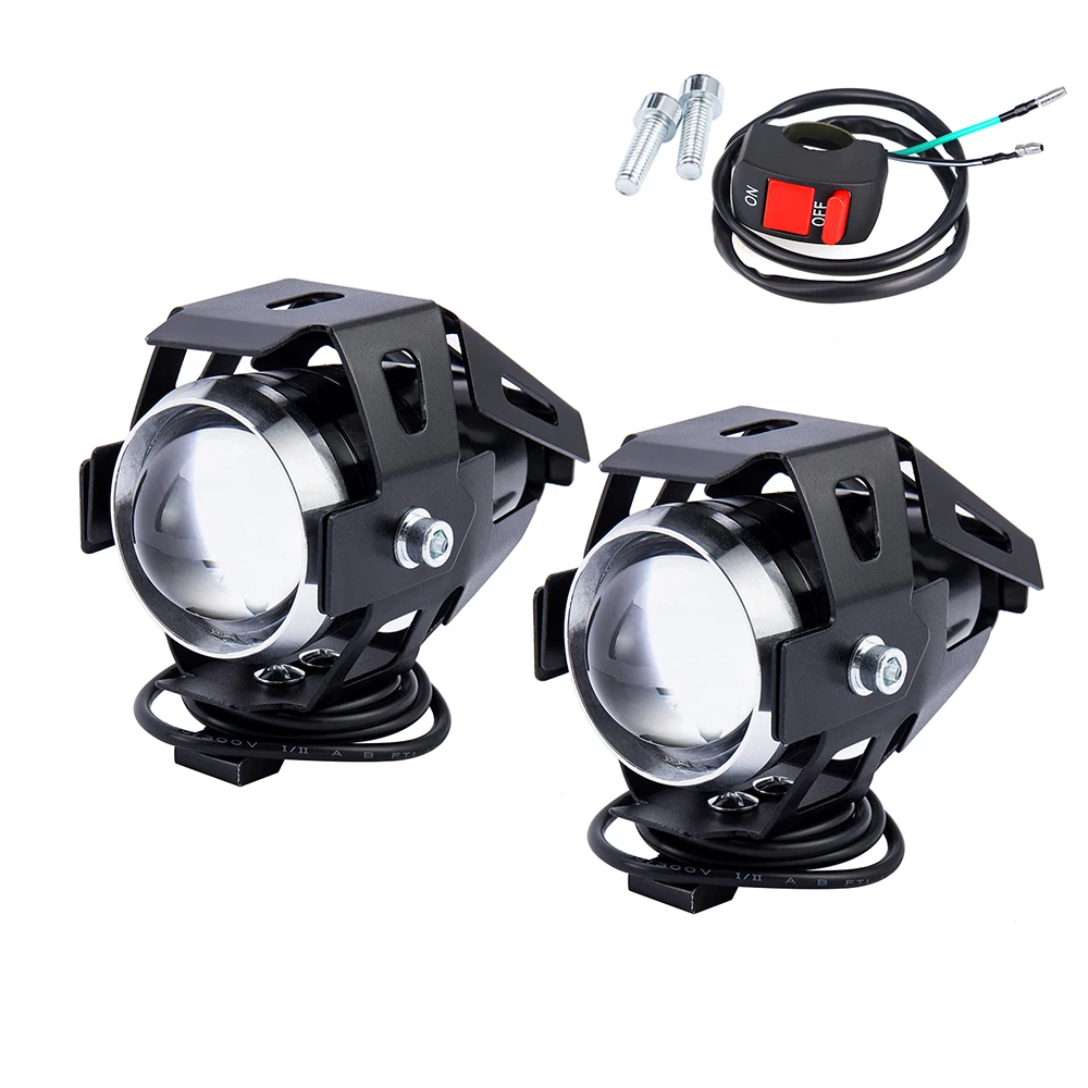 

2pcs LED Motorcycle Headlight Waterproof Super Bright Motorcycle Front Spotlights Adjustable Universal Motorbike Driving