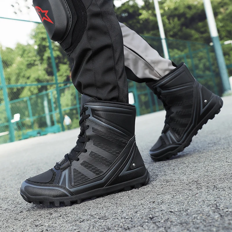 

Мотоциклетные защитные ботинки, новые мужские четырехсезонные уличные дорожные дышащие модные удобные высокие повседневные ботинки для верховой езды