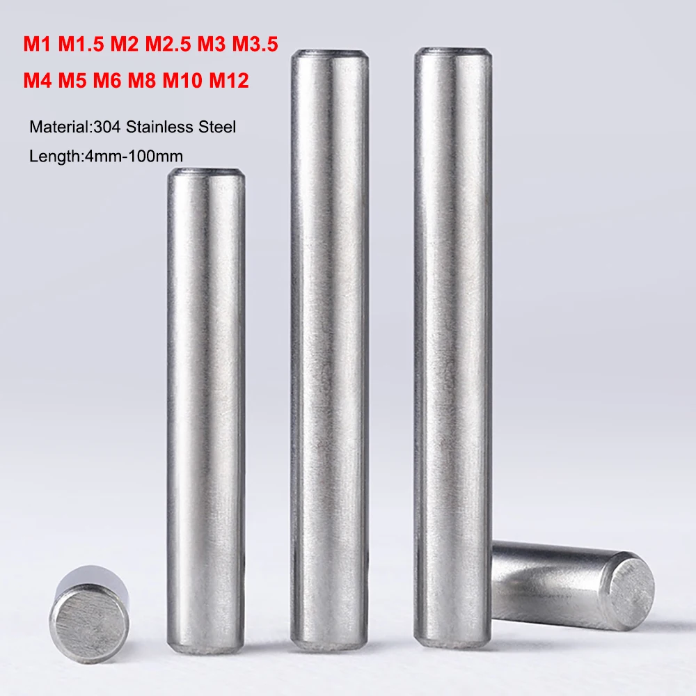 Cylindrical Pin Locating Dowel M1 M1.5 M2 M2.5 M3 M3.5 M4 M5-M12 304 Stainless Steel Parallel Pins Fastener Solid Cylinder Pin