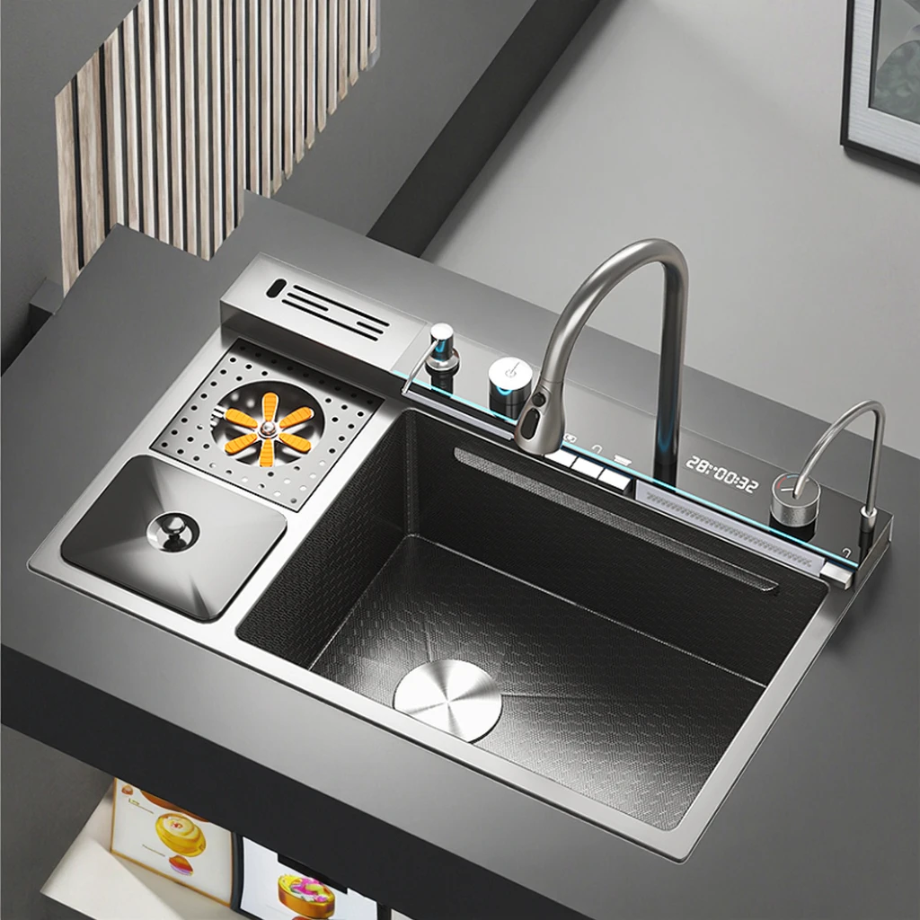 

Gold Manufacturer's lowest price, stainless steel kitchen sink, single sink kitchen sink, Feiyu Waterfall faucet