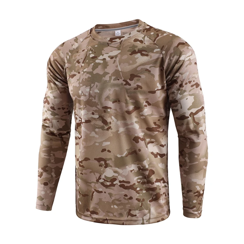 New Tactical Hunting Camouflage T Shirt Male Breathable Quick Dry   Hiking Full Sleeve Outwear T-shirt for Men